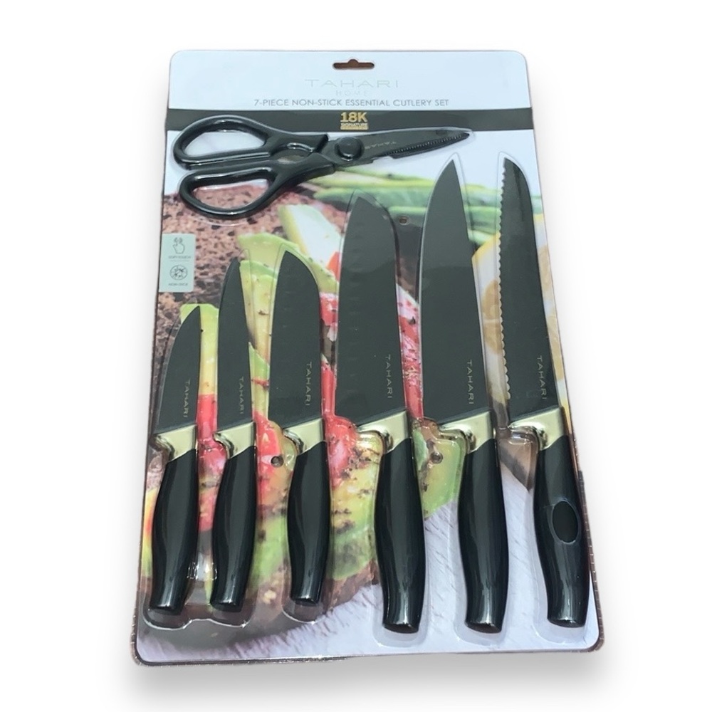 TAHARI Home 18K Signature Series 7 Piece Non Stick Essential Cutlery Set